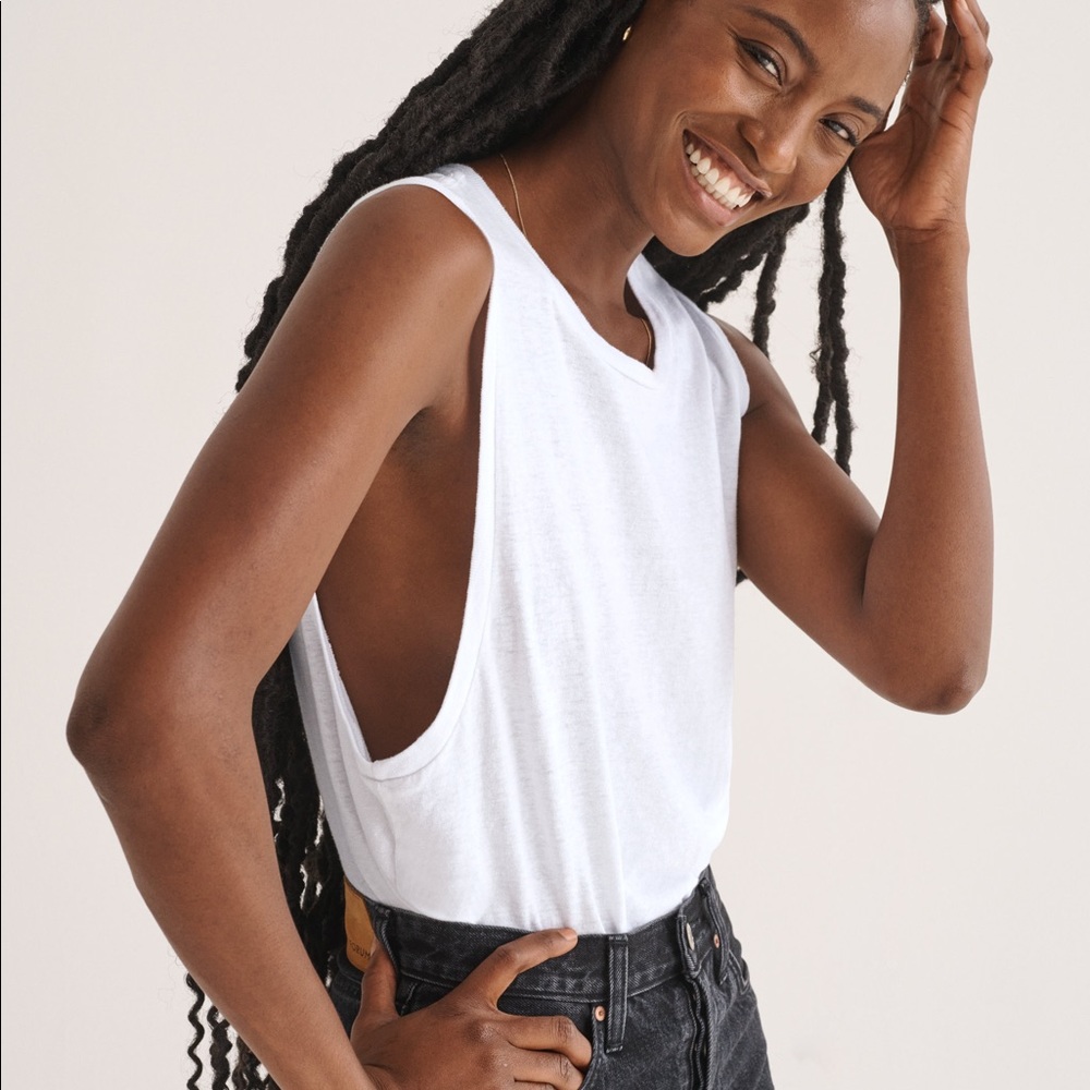 Denim forum muscle tank top